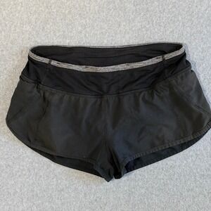 Lululemon Speed Up Shorts Black Grey Trim Running Athletic Size 4 Low Rise 2.5in